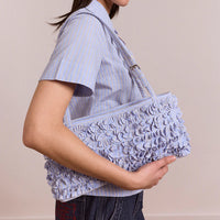Sophia Ruffle Baguette Bag in Blue