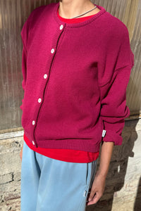 Cotton Leila Cardigan in Prune