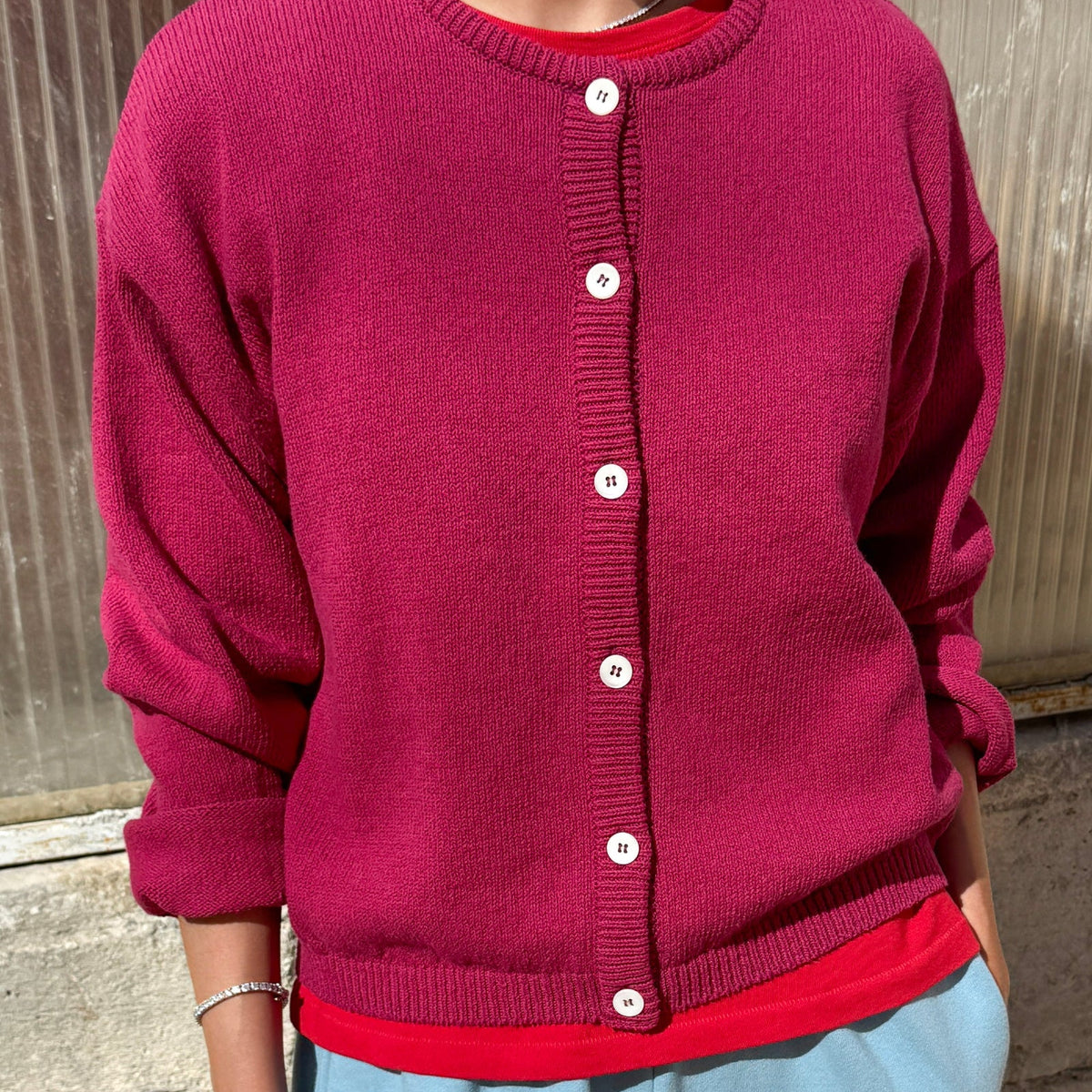 Cotton Leila Cardigan in Prune