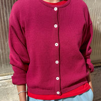 Cotton Leila Cardigan in Prune