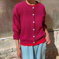 Cotton Leila Cardigan in Prune