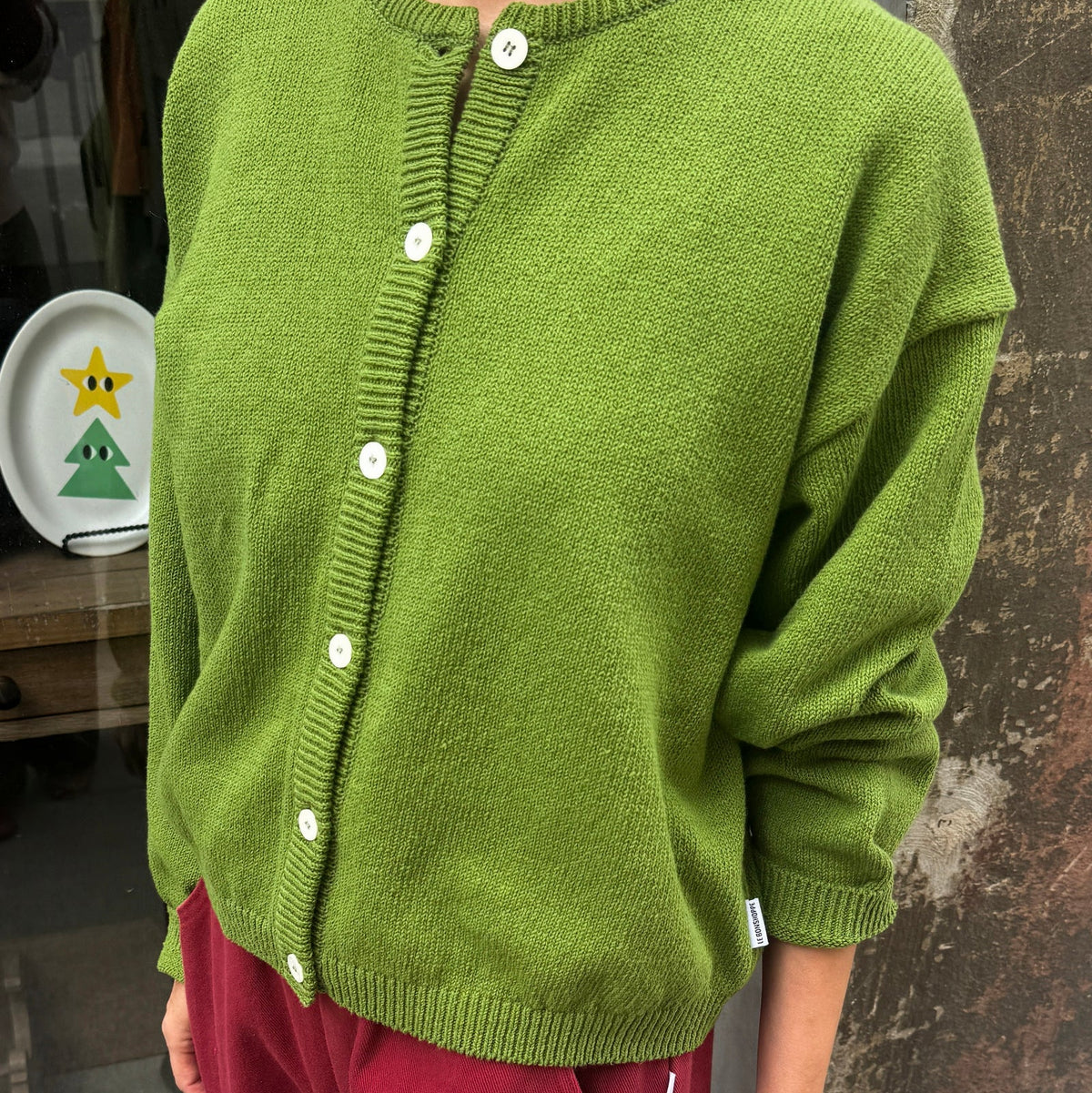 Cotton Leila Cardigan in Avocado
