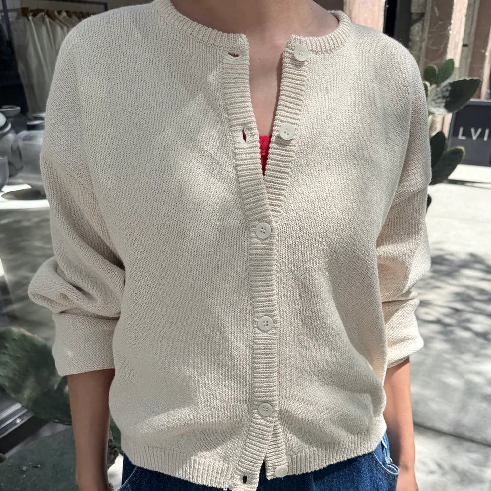Cotton Leila Cardigan in Naturel
