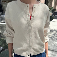 Cotton Leila Cardigan in Naturel