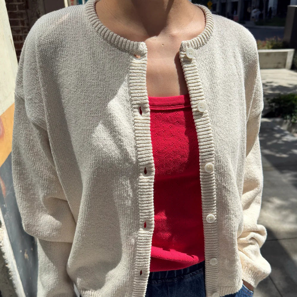 Cotton Leila Cardigan in Naturel