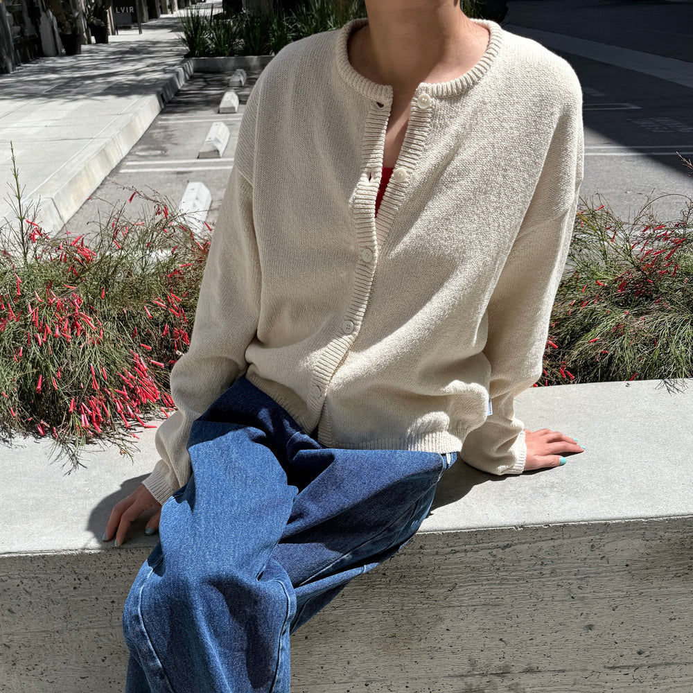 Cotton Leila Cardigan in Naturel