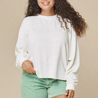 Cropped Long Sleeve Tee in Washed White