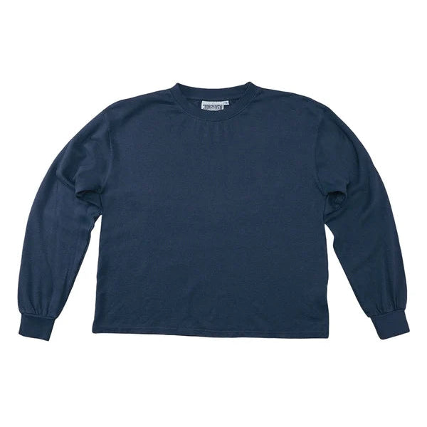 Cropped Long Sleeve Tee in Deep Indigo