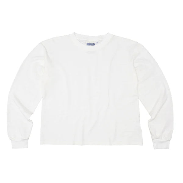 Cropped Long Sleeve Tee in Washed White