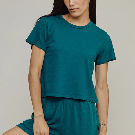 Cropped Ojai Tee in Deep Teal