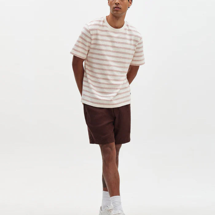 Dean Stitch Stripe Tee in Rust