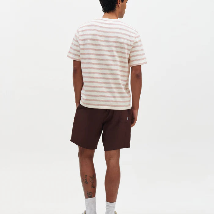 Dean Stitch Stripe Tee in Rust