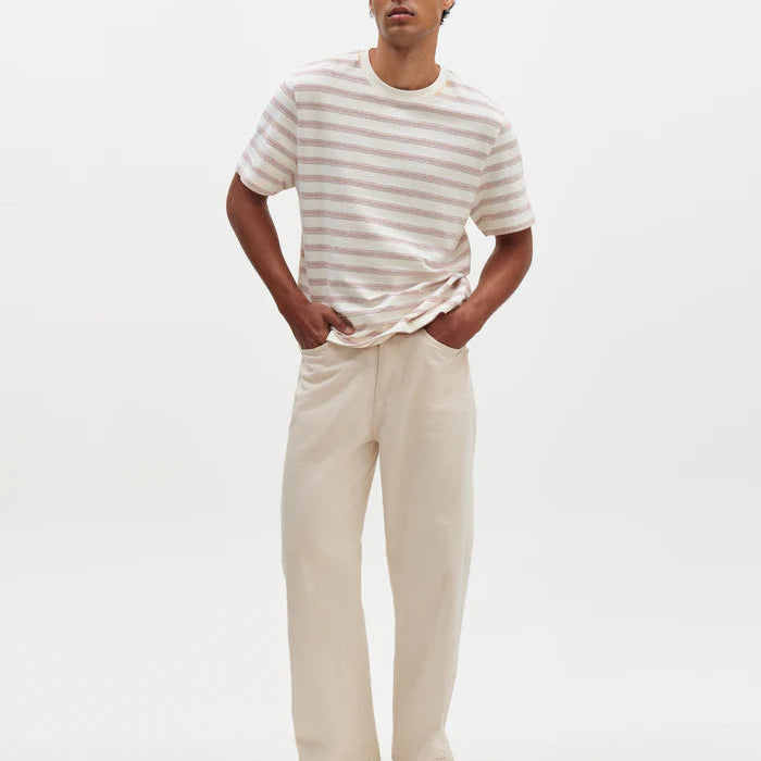 Dean Stitch Stripe Tee in Rust