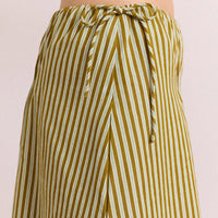 Caspia Midi Skirt in Green Stripe