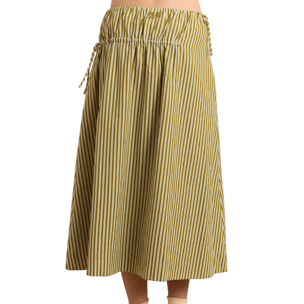 Caspia Midi Skirt in Green Stripe