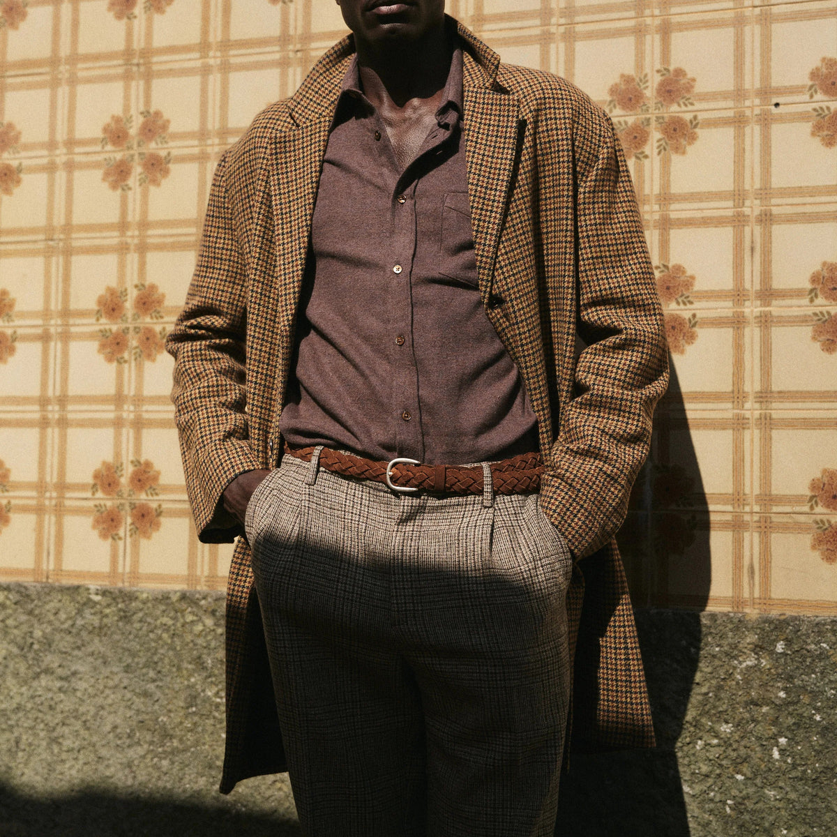 Overcoat in Pied Poule