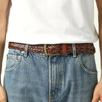 Braided Leather Belt in Brown