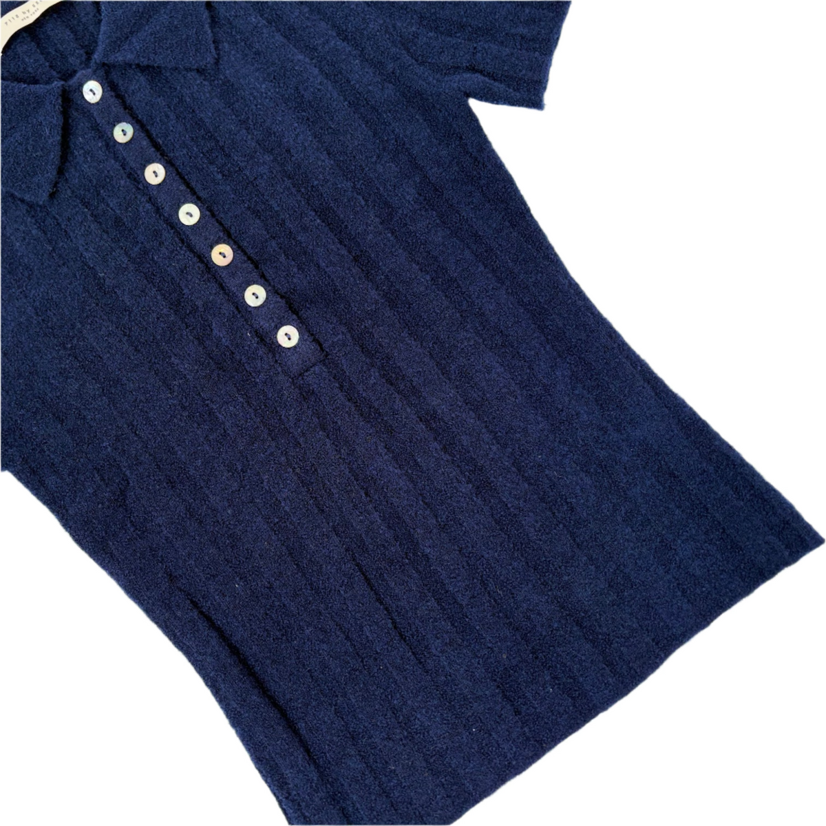 Collared Short Sleeve Knit in Navy