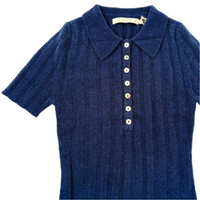 Collared Short Sleeve Knit in Navy