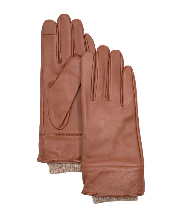 Rib Cuff Leather Glove in Cinnamon