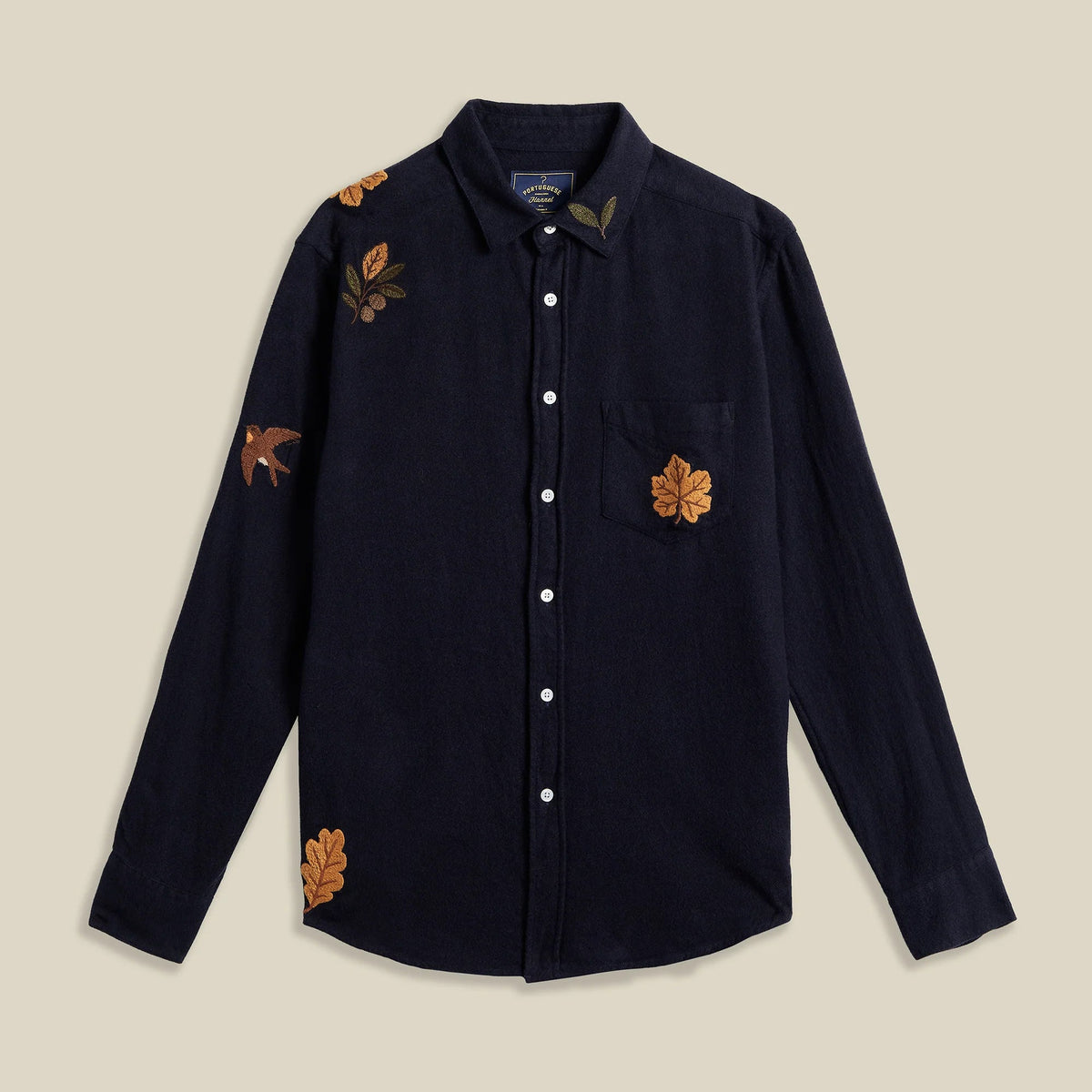 Embroidery Flannel Shirt in Navy
