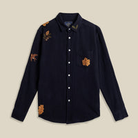 Embroidery Flannel Shirt in Navy