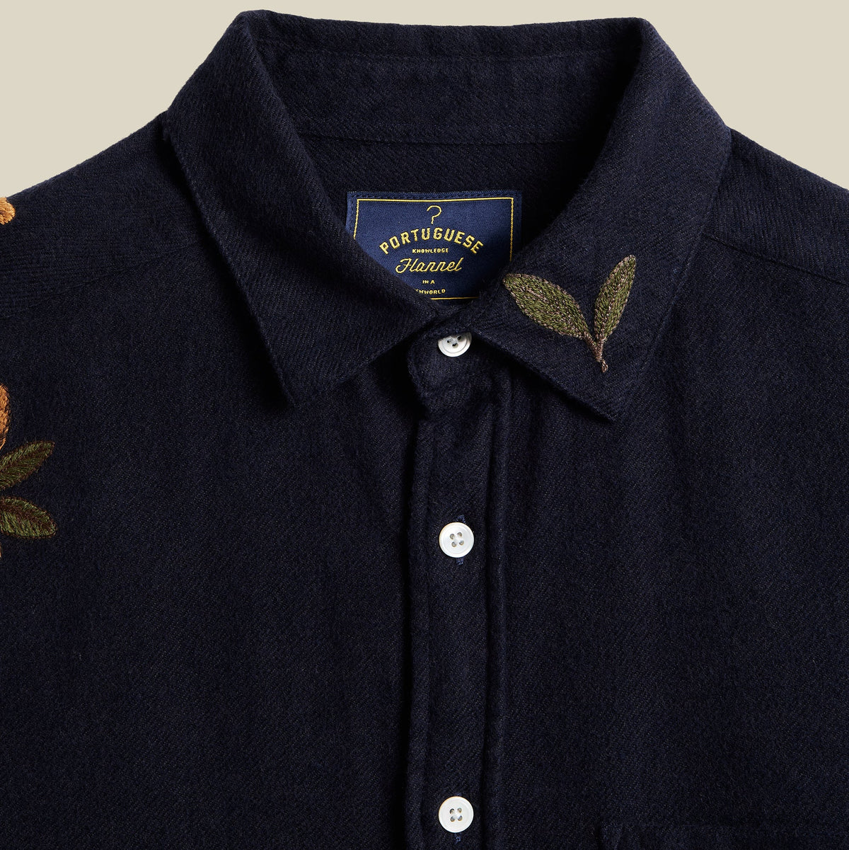 Embroidery Flannel Shirt in Navy