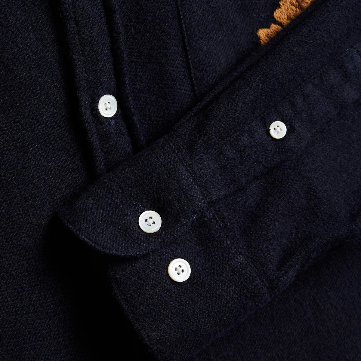 Embroidery Flannel Shirt in Navy