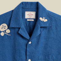 Embroidery Nature Ramie Shirt in Blue