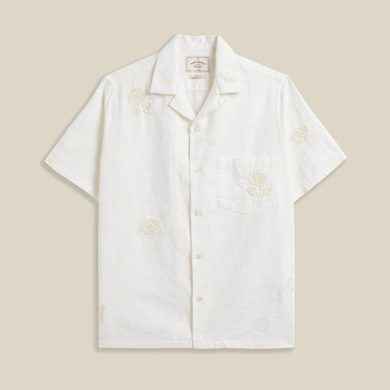 Embroidery Nature Ramie Shirt in Ecru
