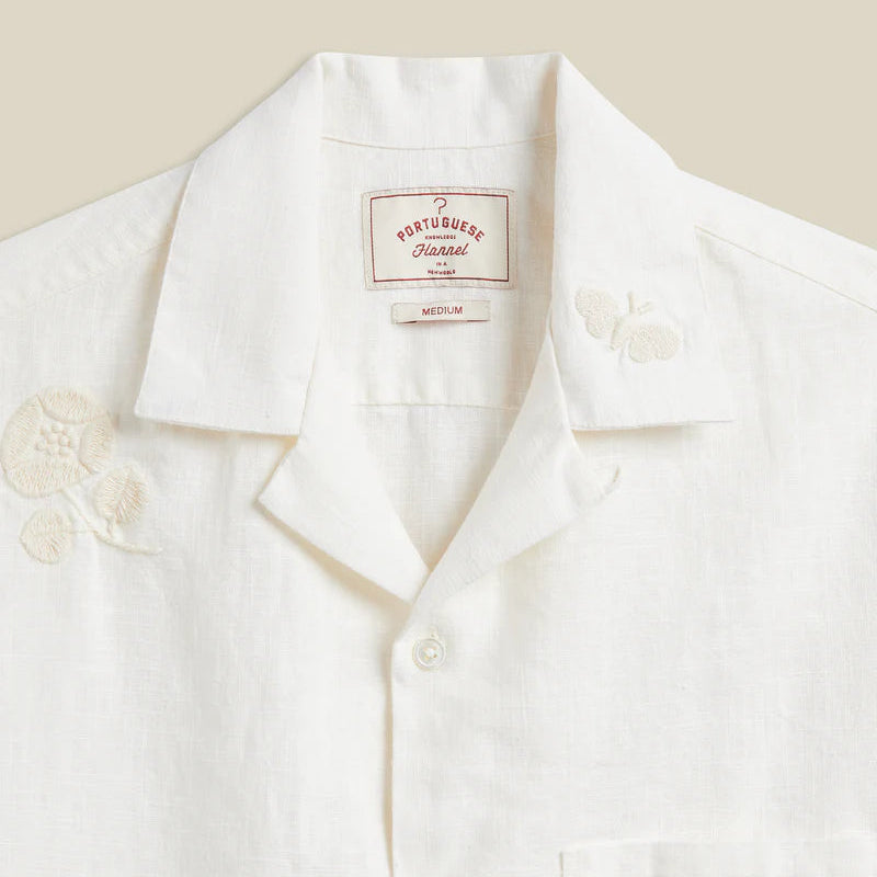 Embroidery Nature Ramie Shirt in Ecru
