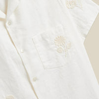 Embroidery Nature Ramie Shirt in Ecru