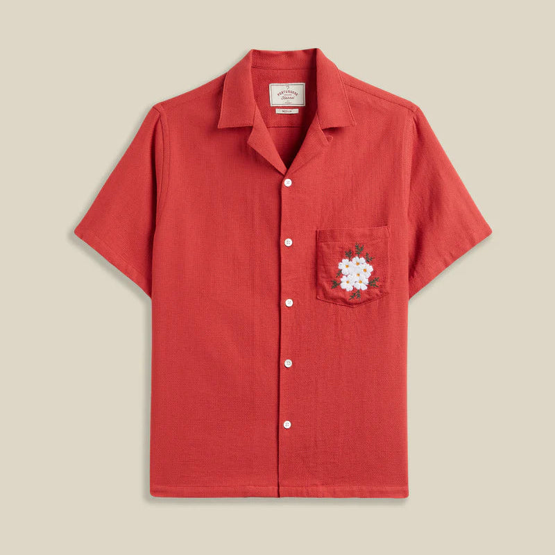 Embroidery Piquet Shirt in Clay