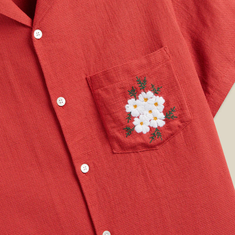 Embroidery Piquet Shirt in Clay