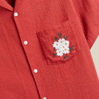 Embroidery Piquet Shirt in Clay