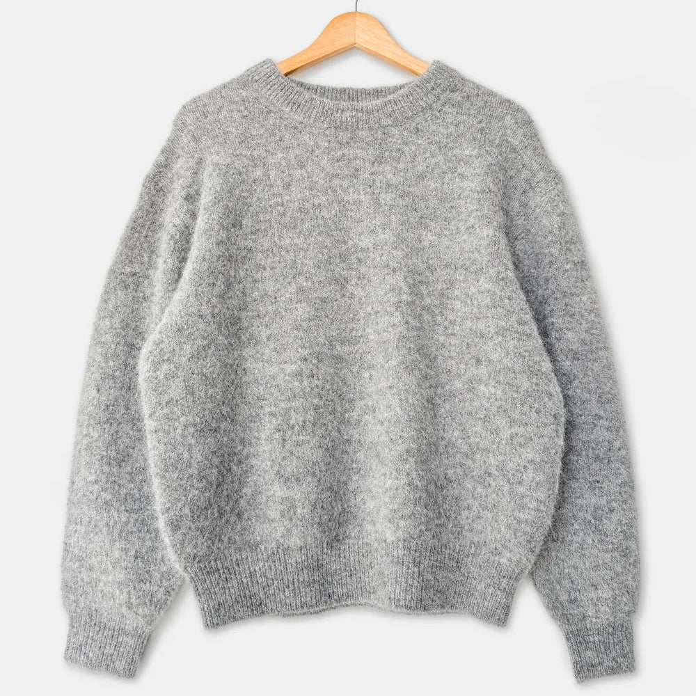 Elio Alpaca Sweater in Heather Grey