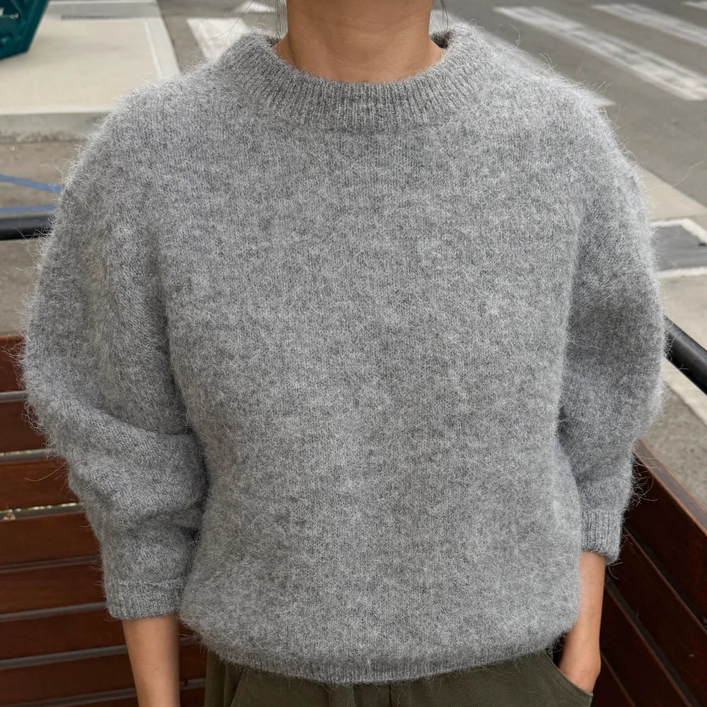 Elio Alpaca Sweater in Heather Grey