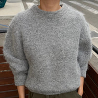 Elio Alpaca Sweater in Heather Grey