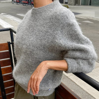 Elio Alpaca Sweater in Heather Grey