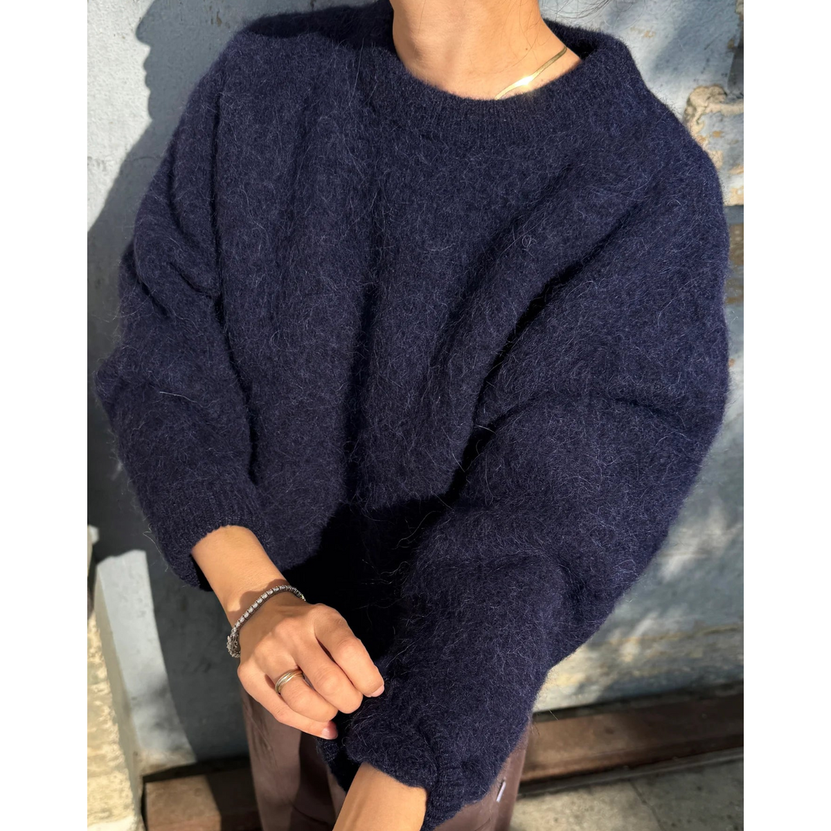 Elio Alpaca Sweater in Navy
