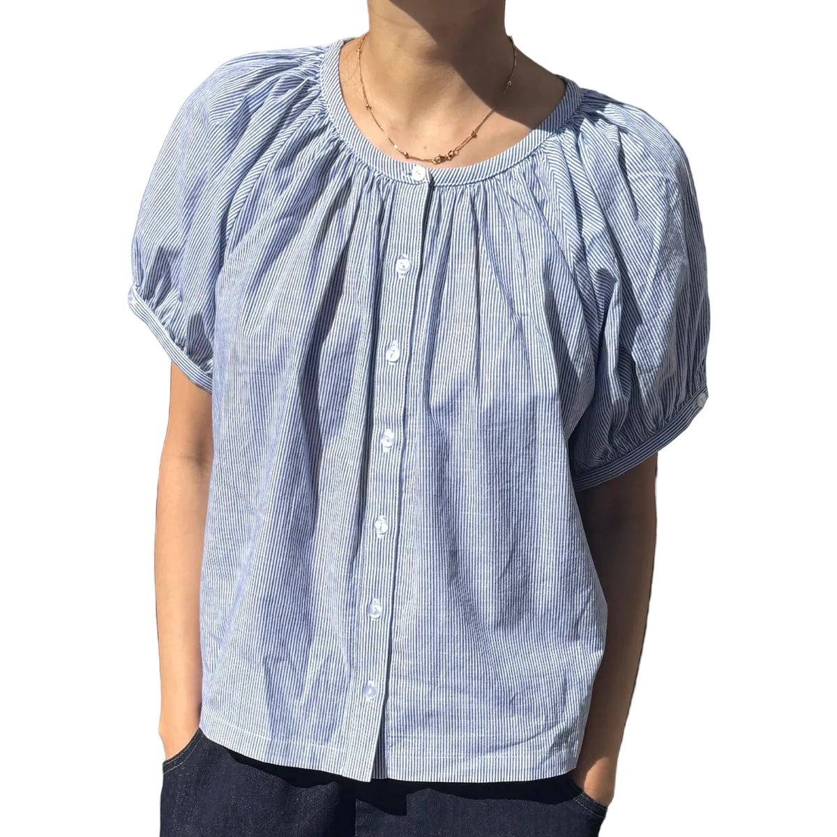 Emily Short Sleeve Top in Blue Stripe