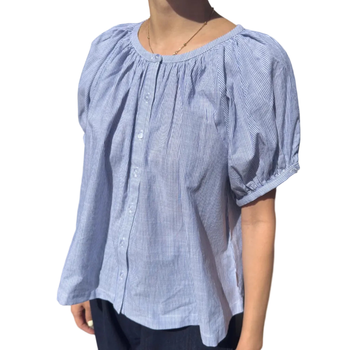 Emily Short Sleeve Top in Blue Stripe