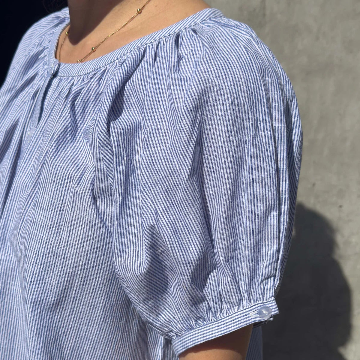 Emily Short Sleeve Top in Blue Stripe