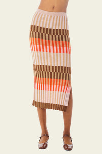 Bodhi Knit Skirt in Orange Block