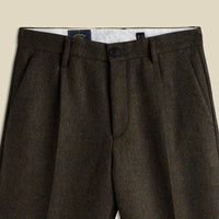 Single Pleat Wool Trousers in Forest Green