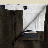 Single Pleat Wool Trousers in Forest Green