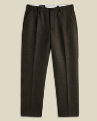 Single Pleat Wool Trousers in Forest Green