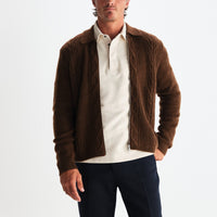 Friar Zip Knit Jacket in Brown