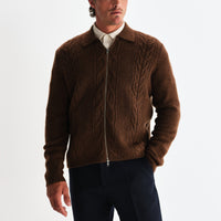Friar Zip Knit Jacket in Brown
