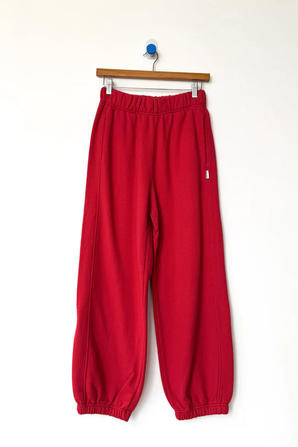French Terry Balloon Pants in Red Tulip